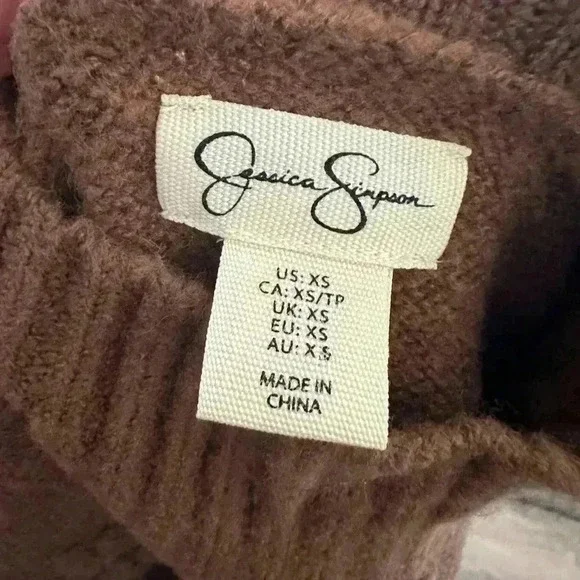 Jessica Simpson Cocoa Brown Sweater with Floral Accents, Size XS, Fall Winter - Picture 3 of 3